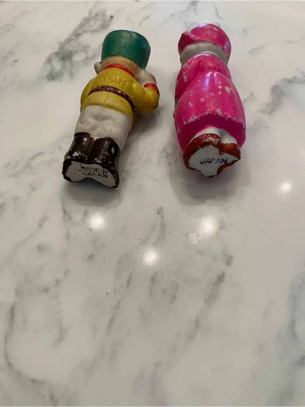 Vintage-Style Pink & Green Holiday Figurine Set